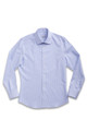 August McGregor Button-Front Dress Shirt in Vertical Blue Stripe with convertible cuffs