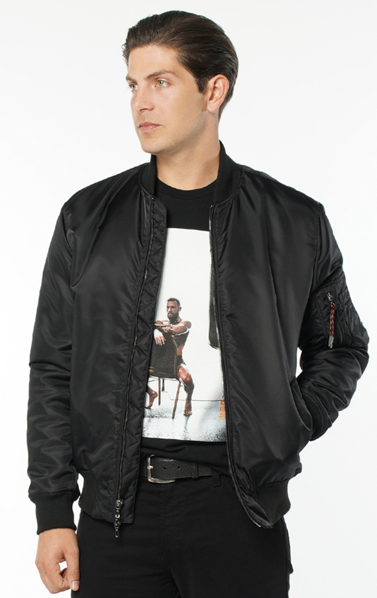 black slim bomber jacket