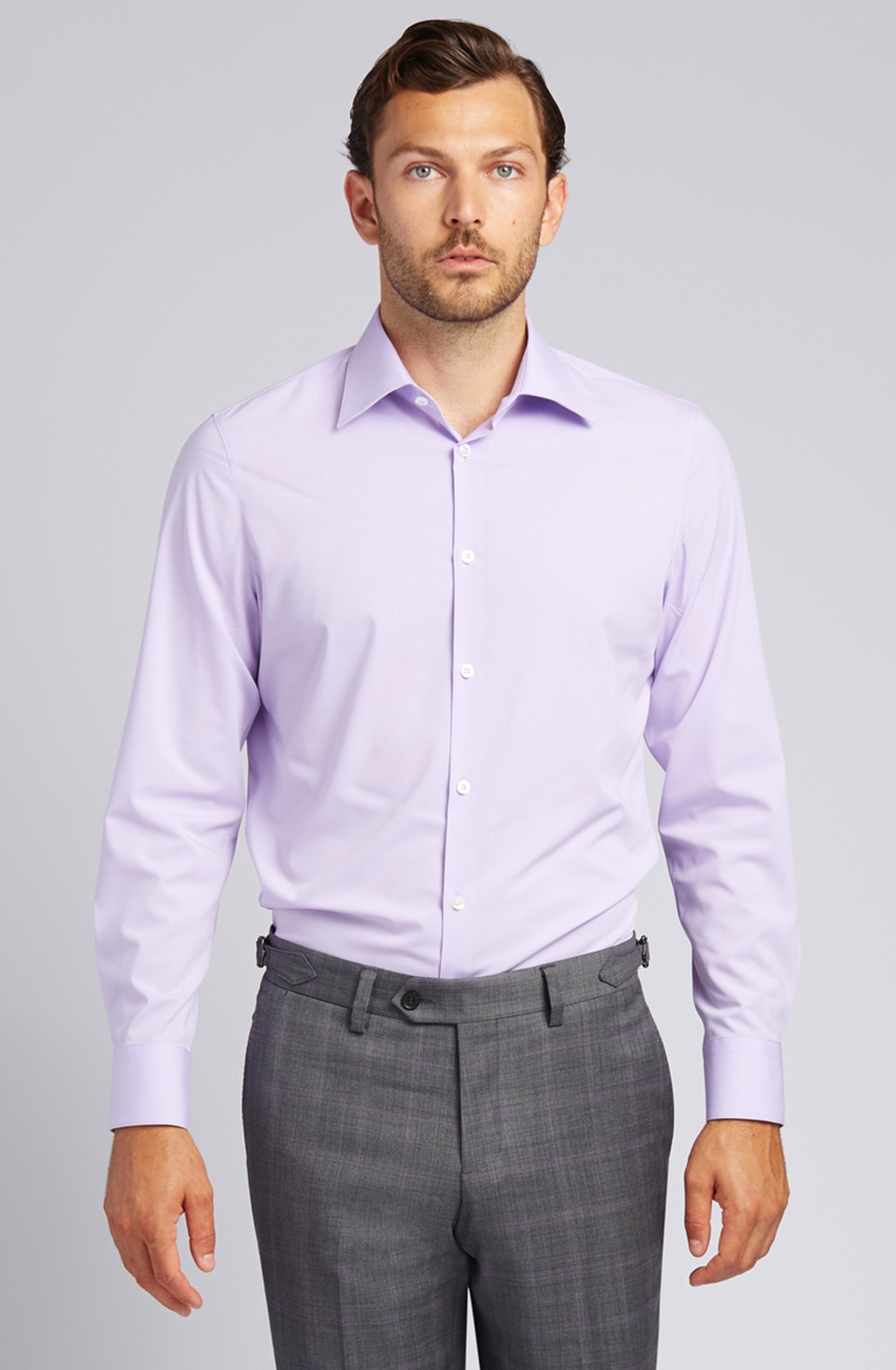 Button-Front Dress Shirt in Lavender