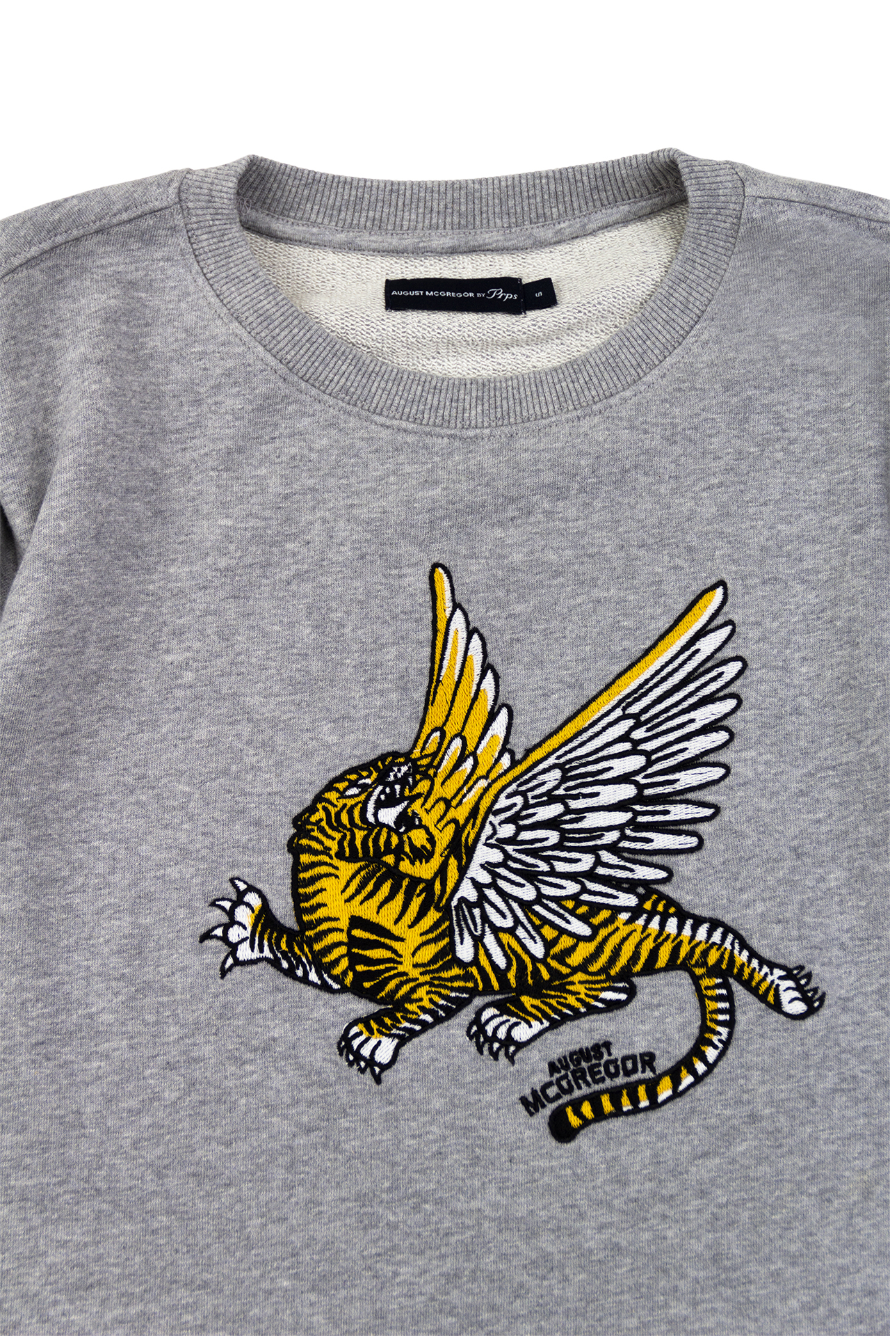 August McGregor  AM X PRPS Crewneck Embroidered Flying Tiger Sweatshirt in  Grey