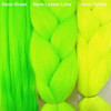 Color comparison from left to right: Neon Green, Neon Lemon Lime, Neon Yellow