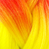 Close-up of the transition from red to yellow for High Heat Festival Braid, Vibrant Rainbow