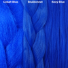 Color comparison from left to right: Cobalt Blue, Bluebonnet, Navy Blue