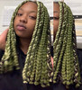 Chloe wearing braids in Khaki Green, Olive Green, and Pistachio