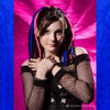 Christine wearing synthetic dreads made from Cobalt Blue, Hot Pink, and 4 Dark Brown kk jumbo braid