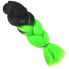 Full length view of RastAfri Highlight Braid, 1B Off Black with Neon Green Tips