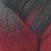 Close-up of the transition from black to burgundy for RastAfri Highlight Braid, 1B Off Black with Burgundy Tips