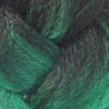 Close-up of the transition from black to green for RastAfri Highlight Braid, Limelight