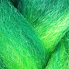 Close-up of the transition from green to neon green for RastAfri Highlight Braid, Limelight