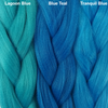 Color comparison from left to right: Lagoon Blue, Blue Teal, Tranquil Blue