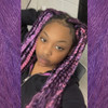Chloe wearing braids in  Grape Crush, M.Tropical Berry, Orchid Purple, and Pink Taffy