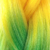 Close-up of the transition from orange to green for High Heat Festival Braid, Bright Rainbow