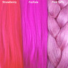 Color comparison from left to right: Strawberry, Fuchsia, Pink Taffy