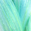 Close-up of the transition from blue to mint for High Heat Sparkle Braid, Spring Rain