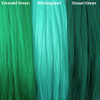 Color comparison from left to right: Emerald Green, Wintergreen, Ocean Green