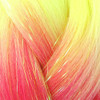 Close-up of the transition from yellow to pink for High Heat Sparkle Braid, Cherry Limeade