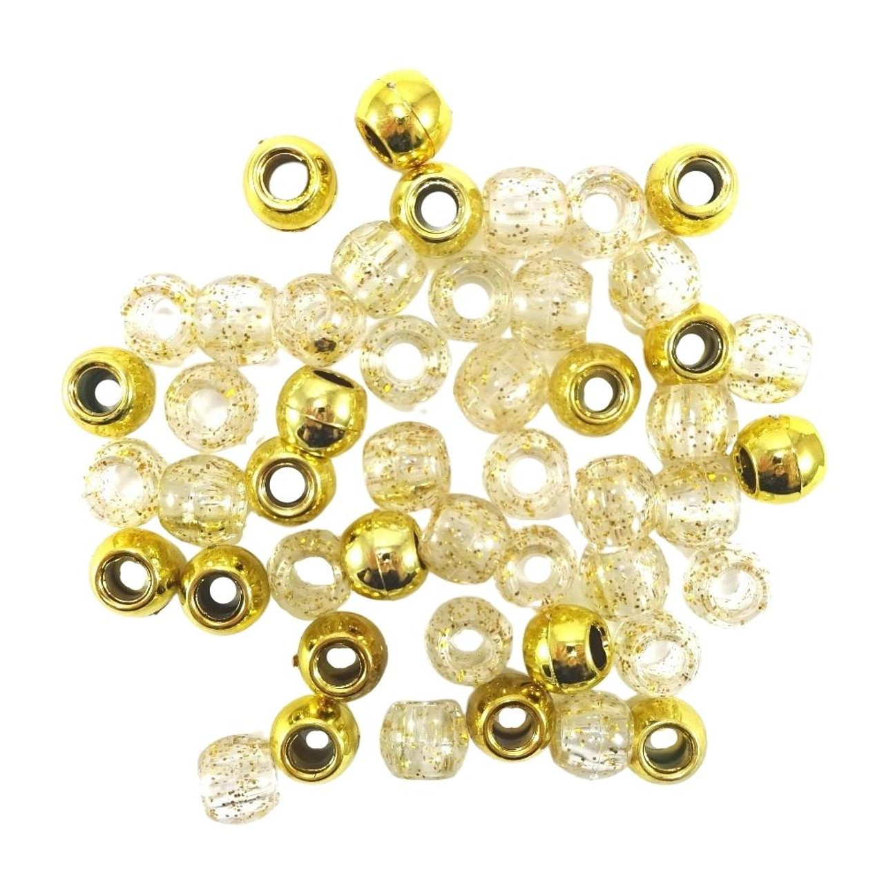 10mm Plastic Metallic/Glitter Hair Beads, Gold at I Kick Shins
