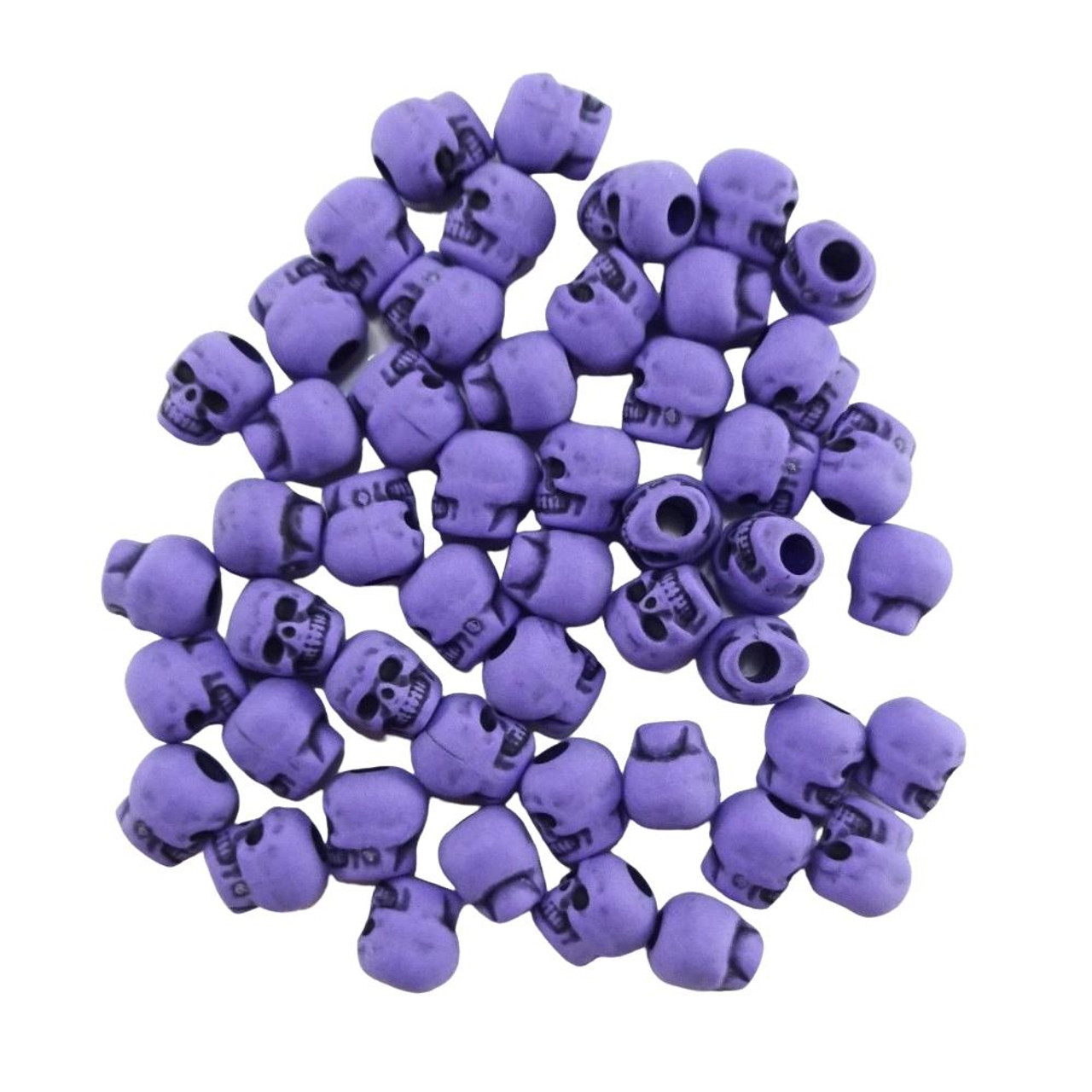 Skull Shaped Pony Beads, Medium Purple at I Kick Shins
