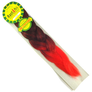 RastAfri Pre-Stretched Freed'm Silky Braid, 1B Off Black with Red Tips (BT1B/Red)