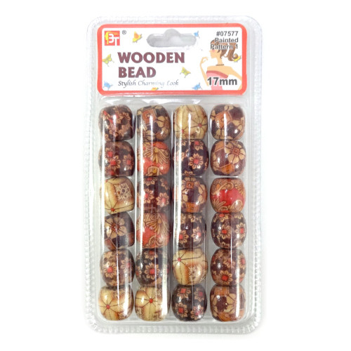 12mm Wooden Patterned Hair Beads, Brown/Beige at I Kick Shins