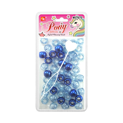 10mm Plastic Metallic/Glitter Hair Beads, Blue at I Kick Shins