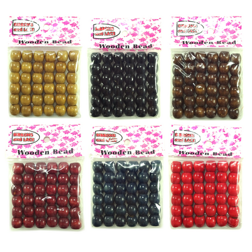 12mm Wooden Patterned Hair Beads, Brown/Beige at I Kick Shins