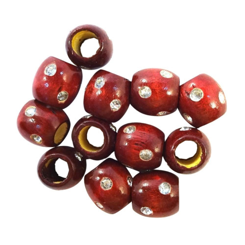 16mm Wooden Hair Beads with Rhinestones at I Kick Shins