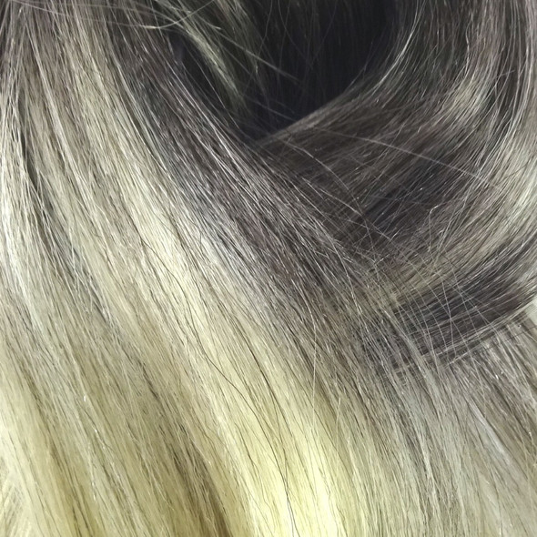 Close-up of the transition from brown to blond for High Heat Festival Braid, Milky Way