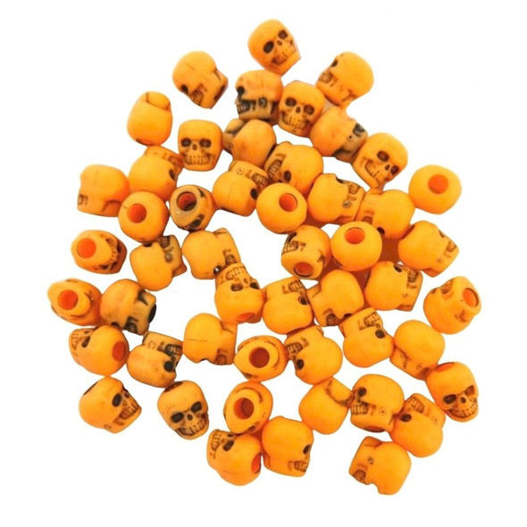 Skull Shaped Pony Beads, Orange