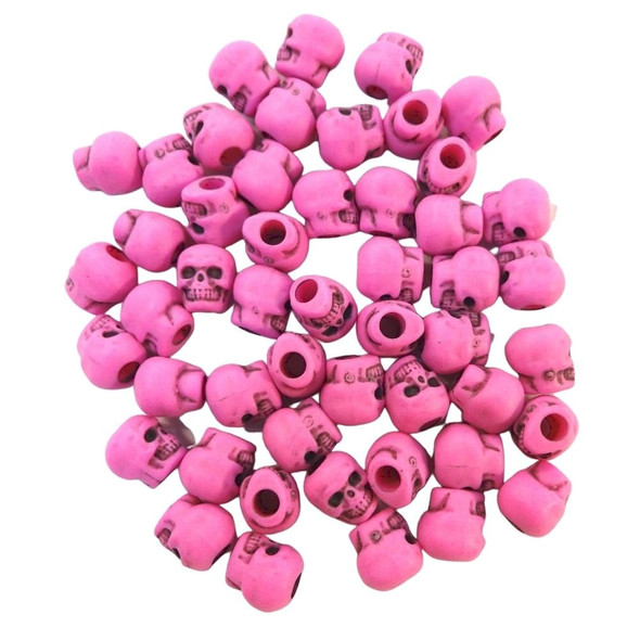 Skull Shaped Pony Beads, Hot Pink