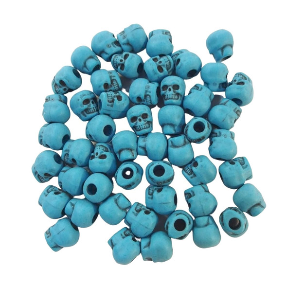 Skull Shaped Pony Beads, Turquoise