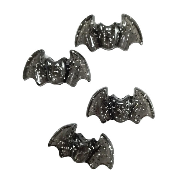 Bat Shaped Pony Beads, Black Sparkle