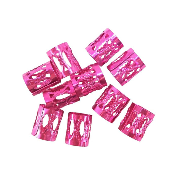 10mm Filigree Hair Cuffs, 10 Pieces, Magenta