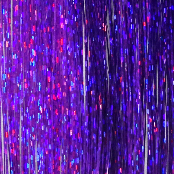 Color swatch for Holographic Straight Tinsel Hair, Dark Purple