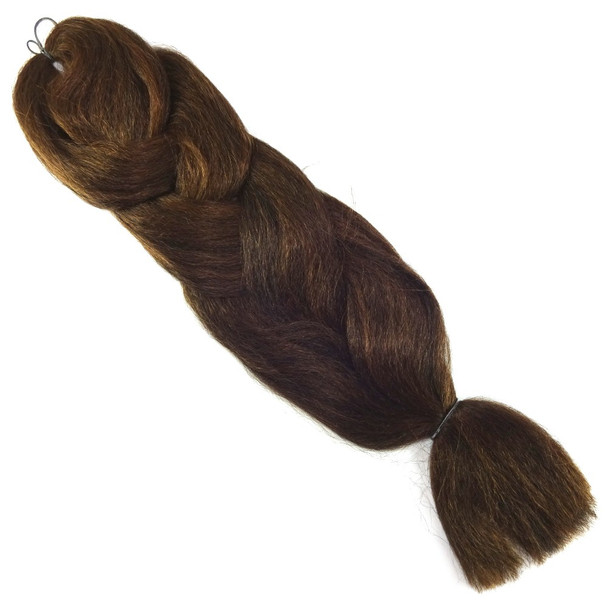 Full length view of RastAfri Freed'm Silky Braid, M2/30 Darkest Brown/Auburn Mix