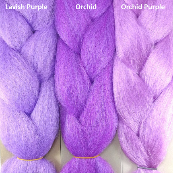 Color comparison from left to right: Lavish Purple, Orchid, Orchid Purple