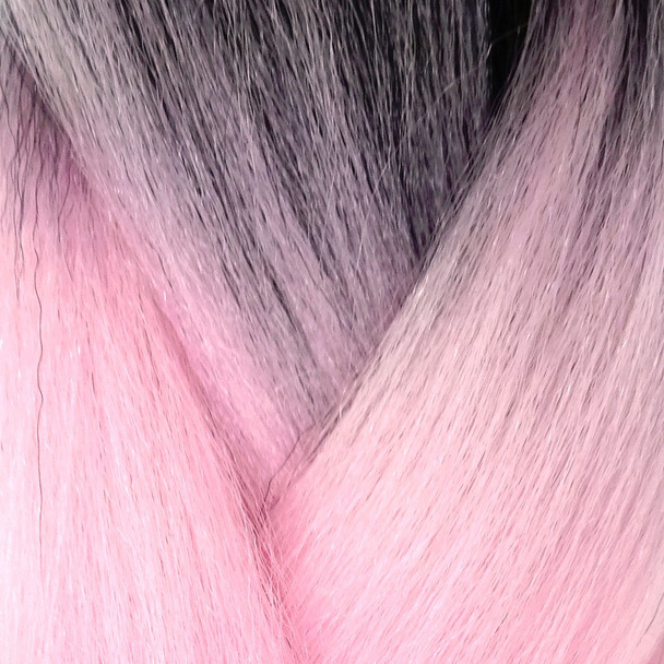 Close-up of the transition from black to pink for High Heat Festival Braid, Dream