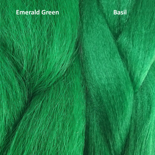 Color comparison from left to right: Emerald Green, Basil