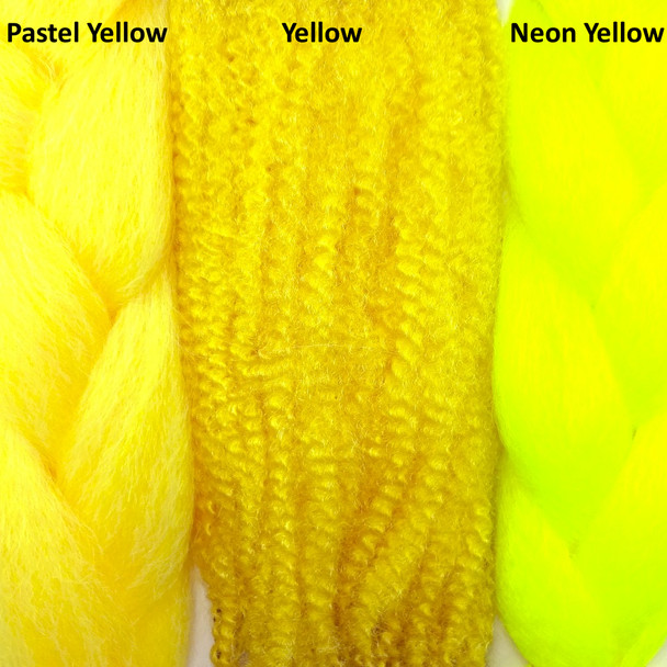 Color comparison from left to right: Pastel Yellow, Yellow, Neon Yellow