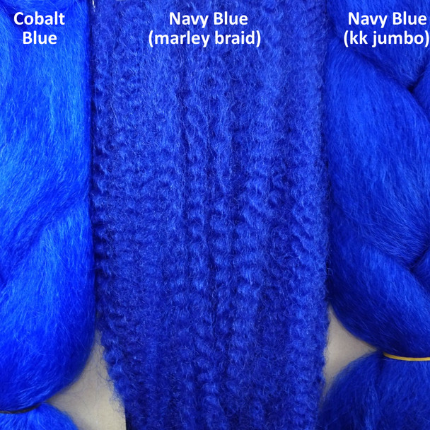 Color comparison from left to right: Cobalt Blue, Navy Blue, Navy Blue
