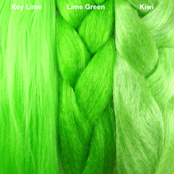 Color comparison from left to right: Key Lime, Lime Green, Kiwi