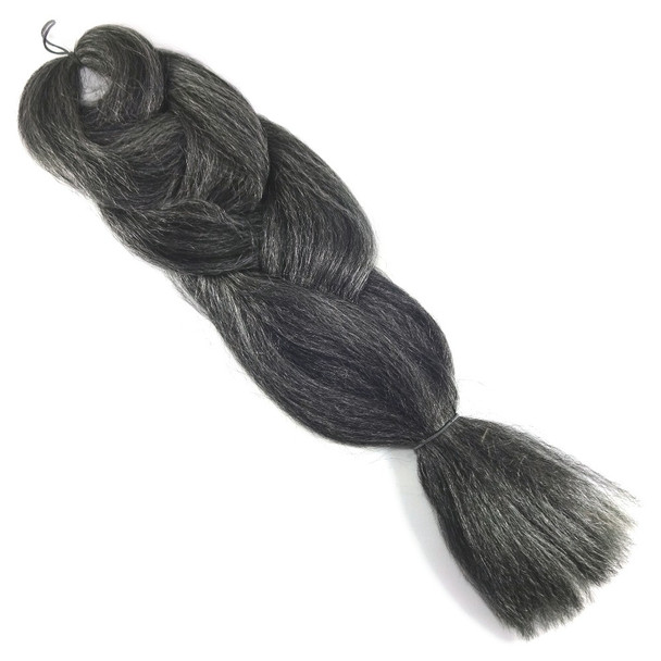 Full length view of RastAfri Freed'm Silky Braid, B34 Charcoal Grey