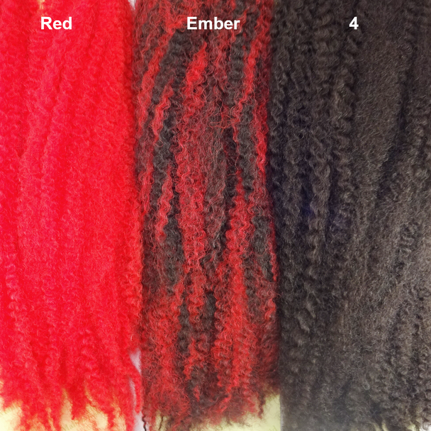 Color comparison from left to right: Red, 4/RD Ember, 4 Dark Brown