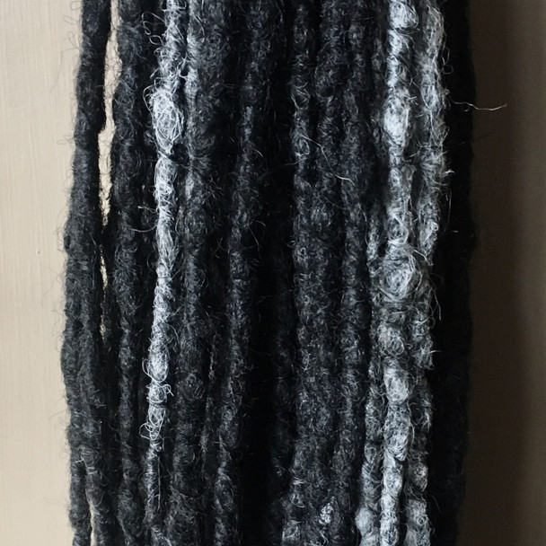 Synthetic dreads in 280 Silvery Smoke made by Art By Domi