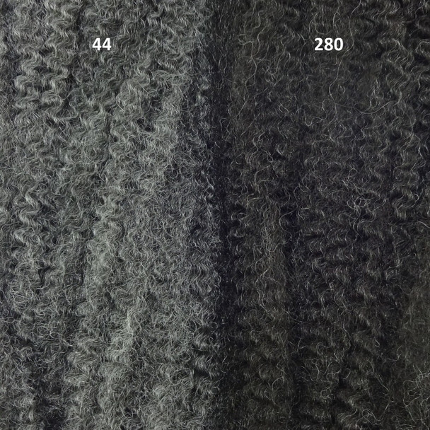 Color comparison from left to right: 44 Gunmetal, 280 Silvery Smoke