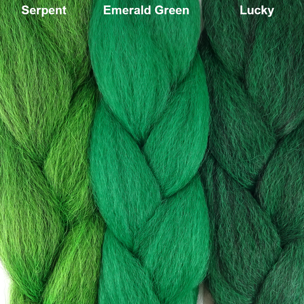 Color comparison from left to right: Serpent, Emerald Green, Lucky