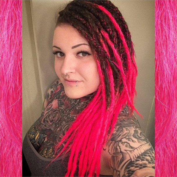 Synthetic dreads made by DreadNaughty LLC in Strawberry