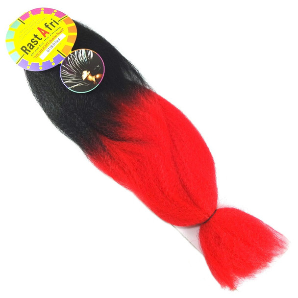 RastAfri Highlight Braid, 1B Off Black with Red Tips