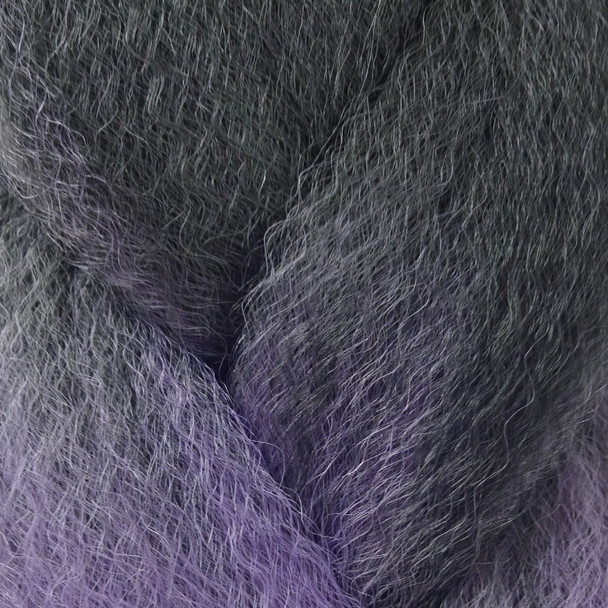 Close-up of the transition from black to purple for RastAfri Highlight Braid, Purple Smoke