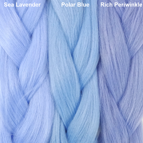 Color comparison from left to right: Sea Lavender, Polar Blue, Rich Periwinkle
